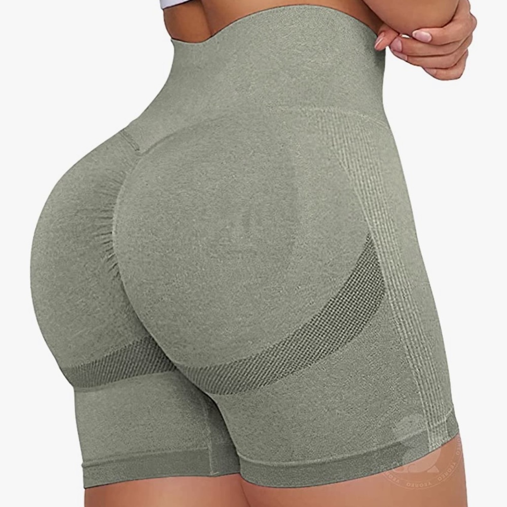 Green Booty Scrunch Workout Shorts